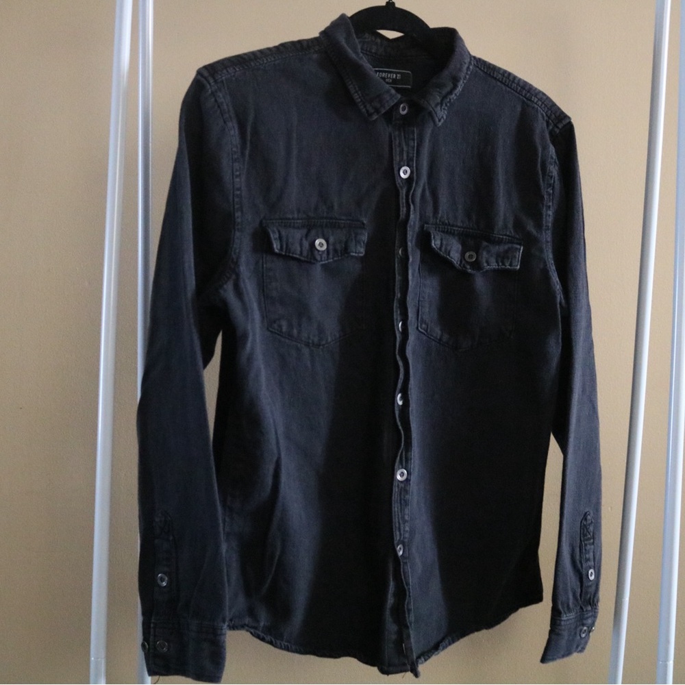 Forever 21 Men's Black Denim Shirt